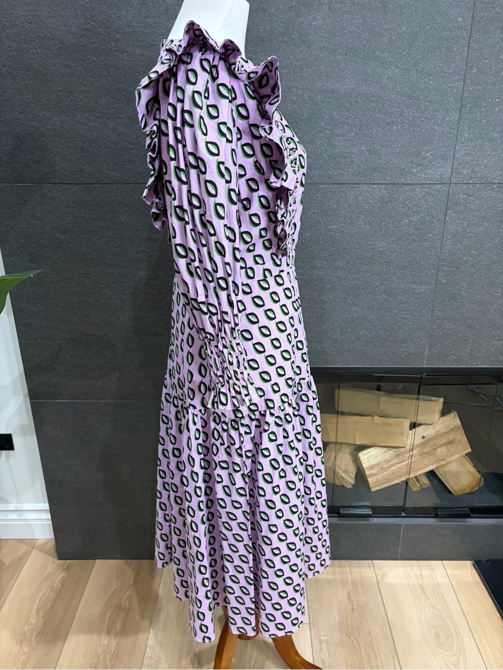 Cynthia Rowley Campbell Geometric Midi Ruffle Dress Size 4 - Picture 11 of 15